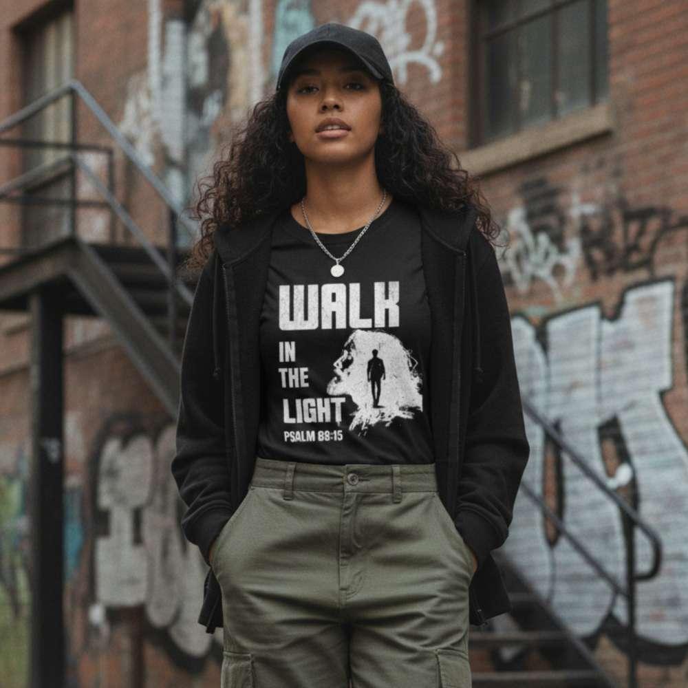 Walk in the Light T-Shirt – Psalm 89:15 Christian Faith Tee