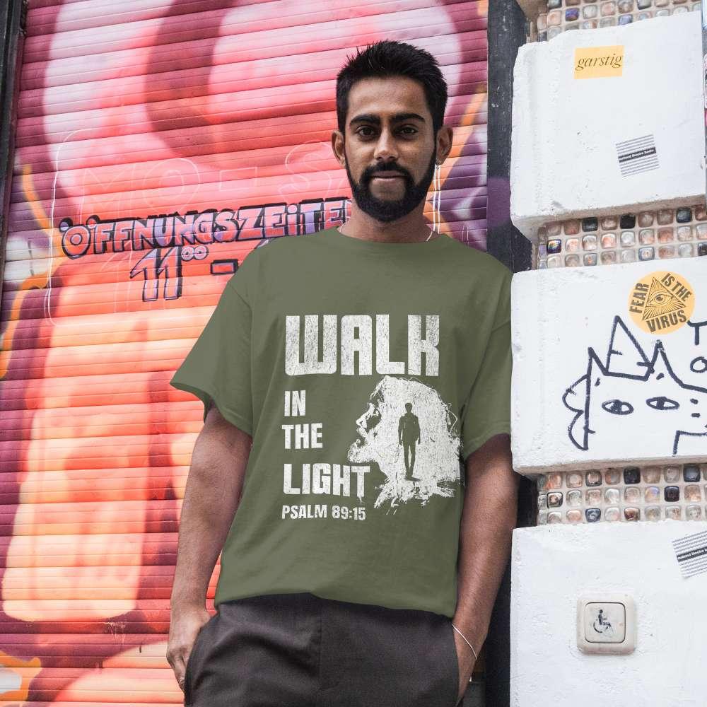 Walk in the Light T-Shirt – Psalm 89:15 Christian Faith Tee
