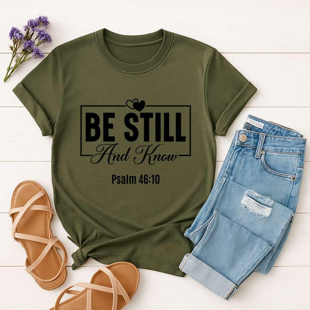 Be Still And Know T‑Shirt — Inspirational Christian Faith Tee