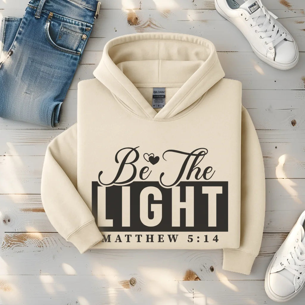 Be The Light Hoodie — Matthew 5:14 Christian Faith Pullover