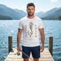 "Hooked on Faith" T-Shirt For Him — Luke 5:4 Christian Fishing Cross Tee