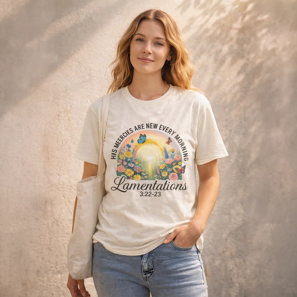 His Mercies Are New Every Morning – Christian Floral T-Shirt