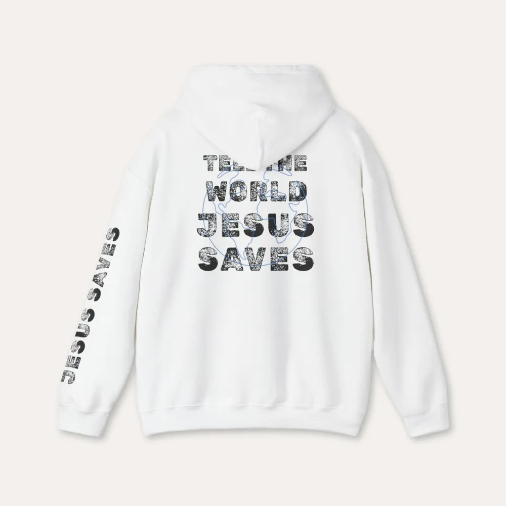 Jesus Saves Hoodie — Christian Faith Graphic Pullover (Tell the World)