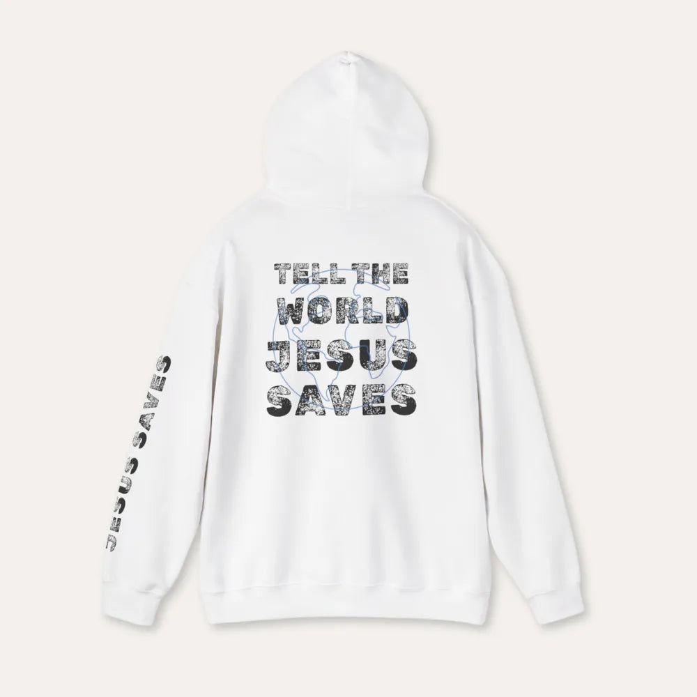 Jesus Saves Hoodie — Christian Faith Graphic Pullover (Tell the World)