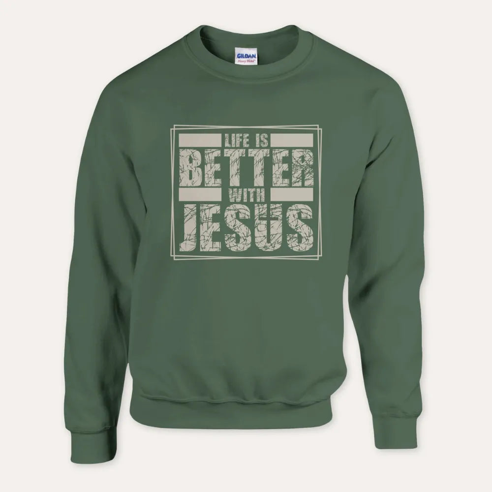 Life Is Better With Jesus — Christian Unisex Crewneck Sweatshirt