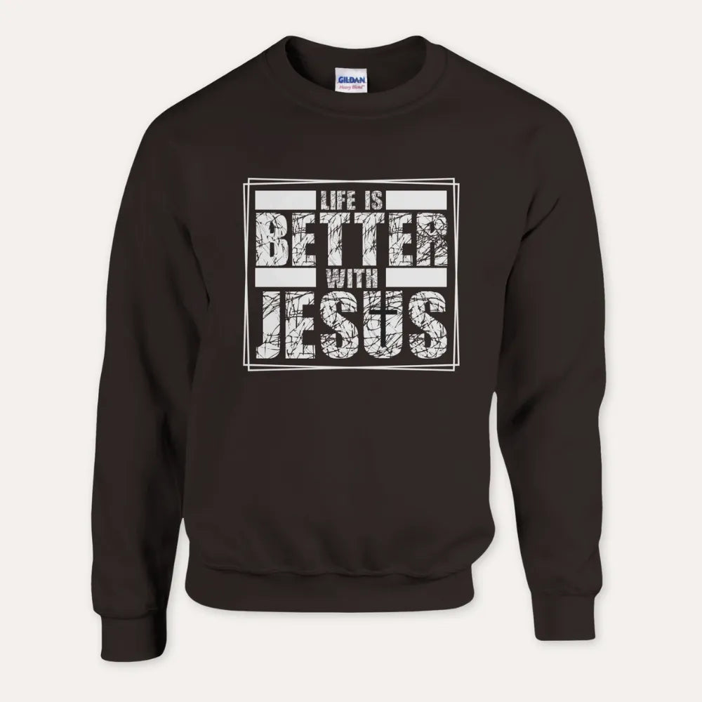Life Is Better With Jesus — Christian Unisex Crewneck Sweatshirt