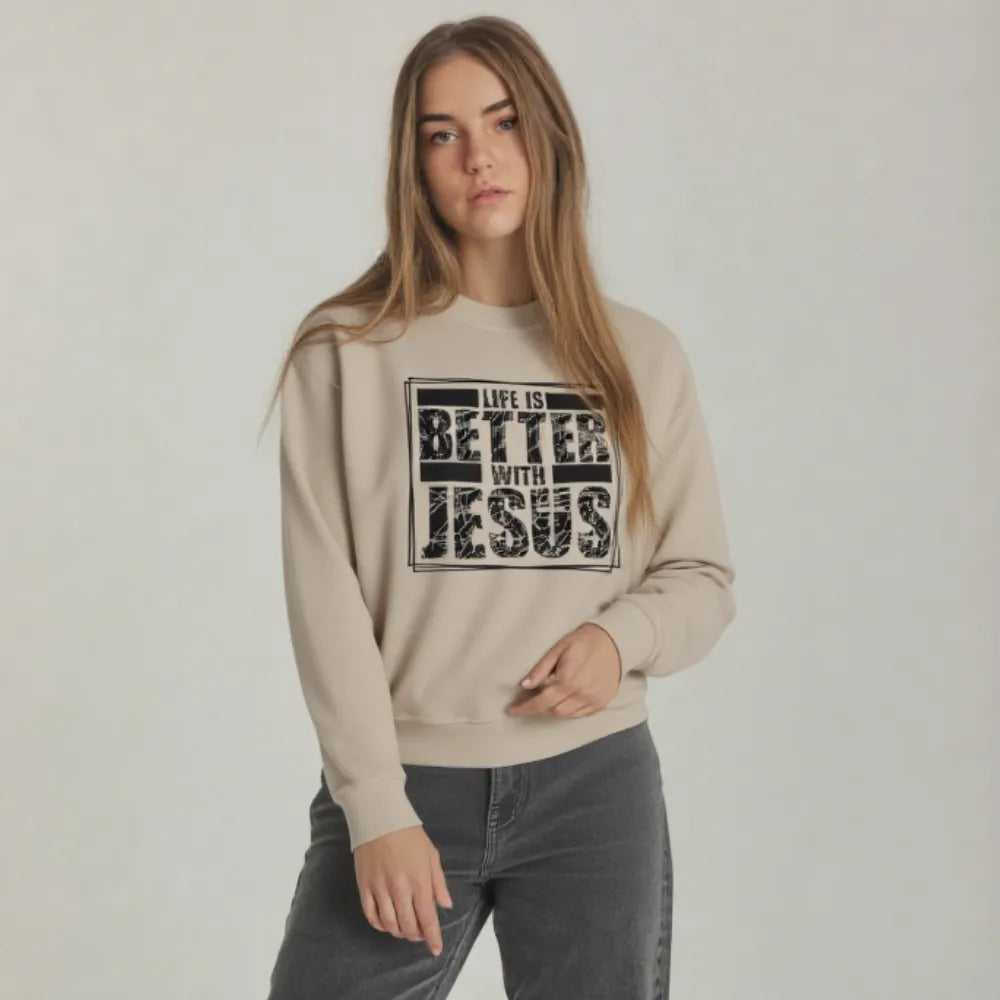 Life Is Better With Jesus — Christian Unisex Crewneck Sweatshirt