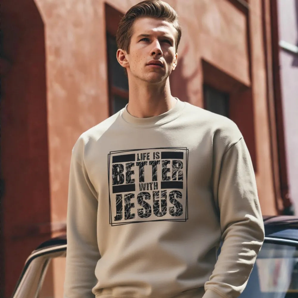 Life Is Better With Jesus — Christian Unisex Crewneck Sweatshirt