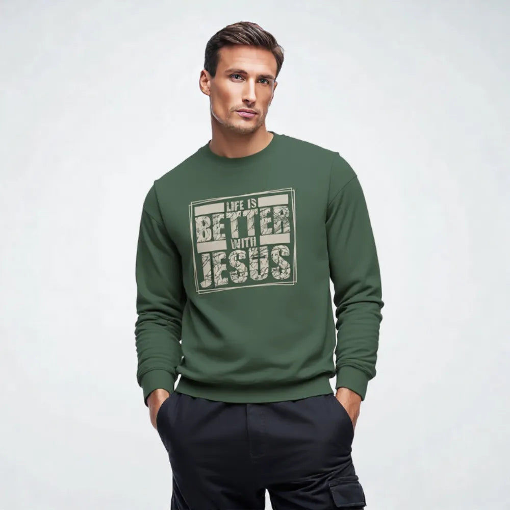 Life Is Better With Jesus — Christian Unisex Crewneck Sweatshirt