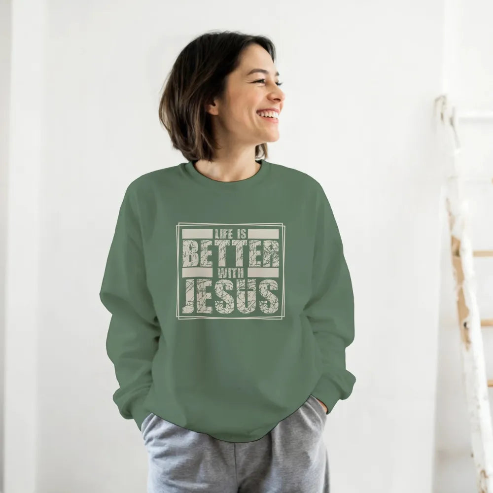 Life Is Better With Jesus — Christian Unisex Crewneck Sweatshirt