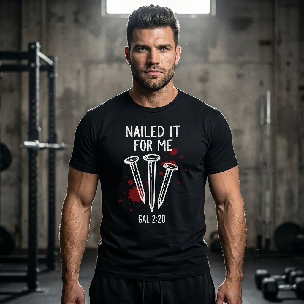 "Nailed It For Me" Christian T-Shirt — Galatians 2:20 Faith Tee