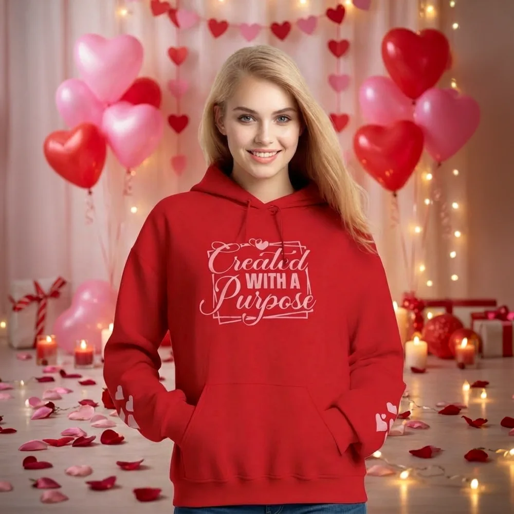 Created With a Purpose Hoodie – Valentine’s Day Christian Gift