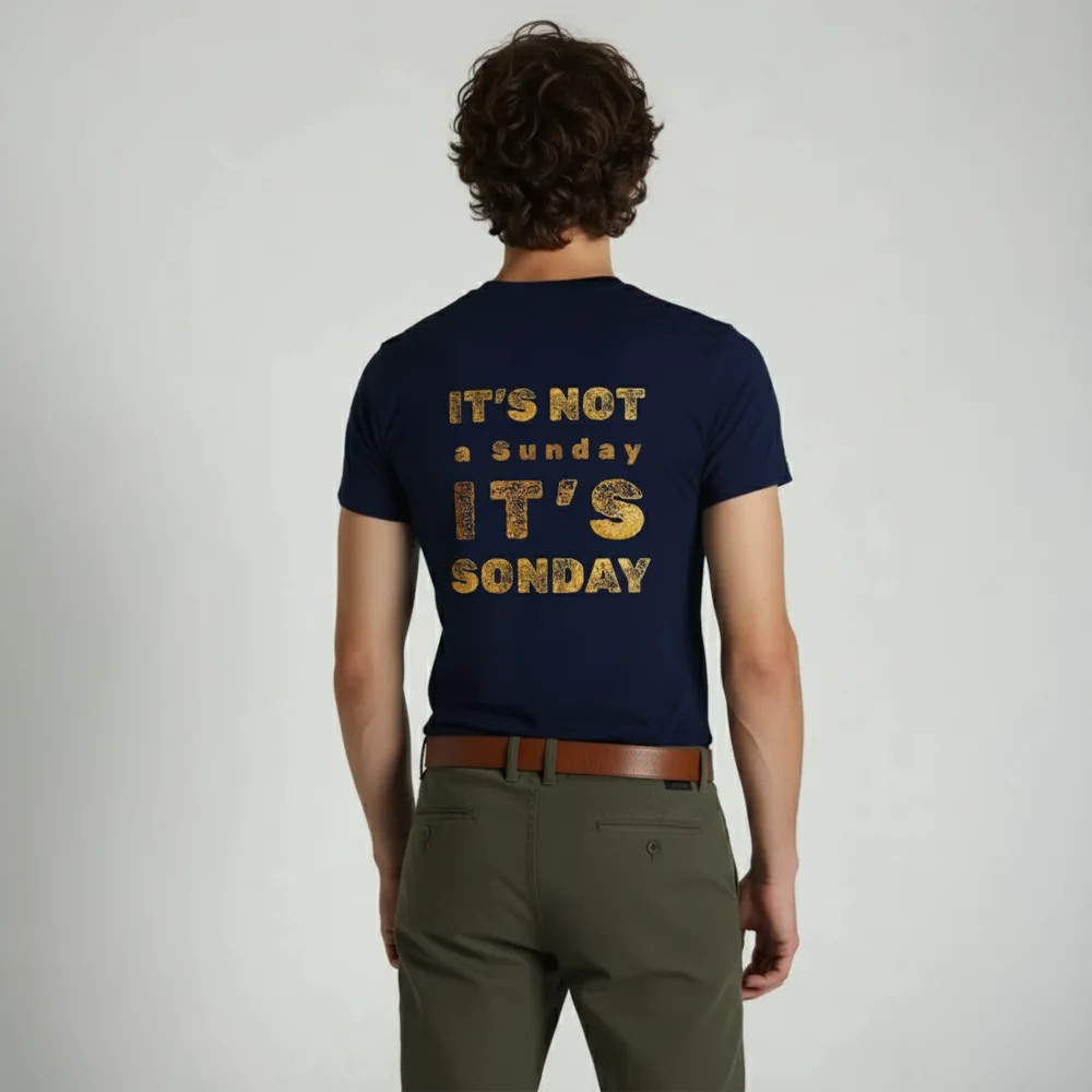 “Not a Sunday But SONday" Men Christian Tee – Gold Lettering
