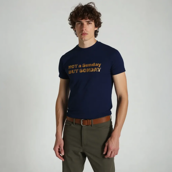 “Not a Sunday But SONday" Men Christian Tee – Gold Lettering