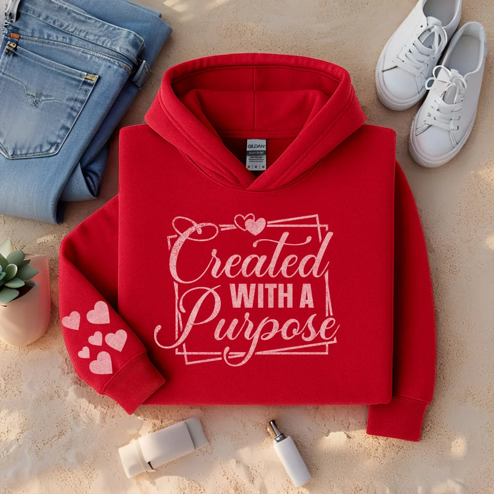 Created With a Purpose Hoodie – Valentine’s Day Christian Gift