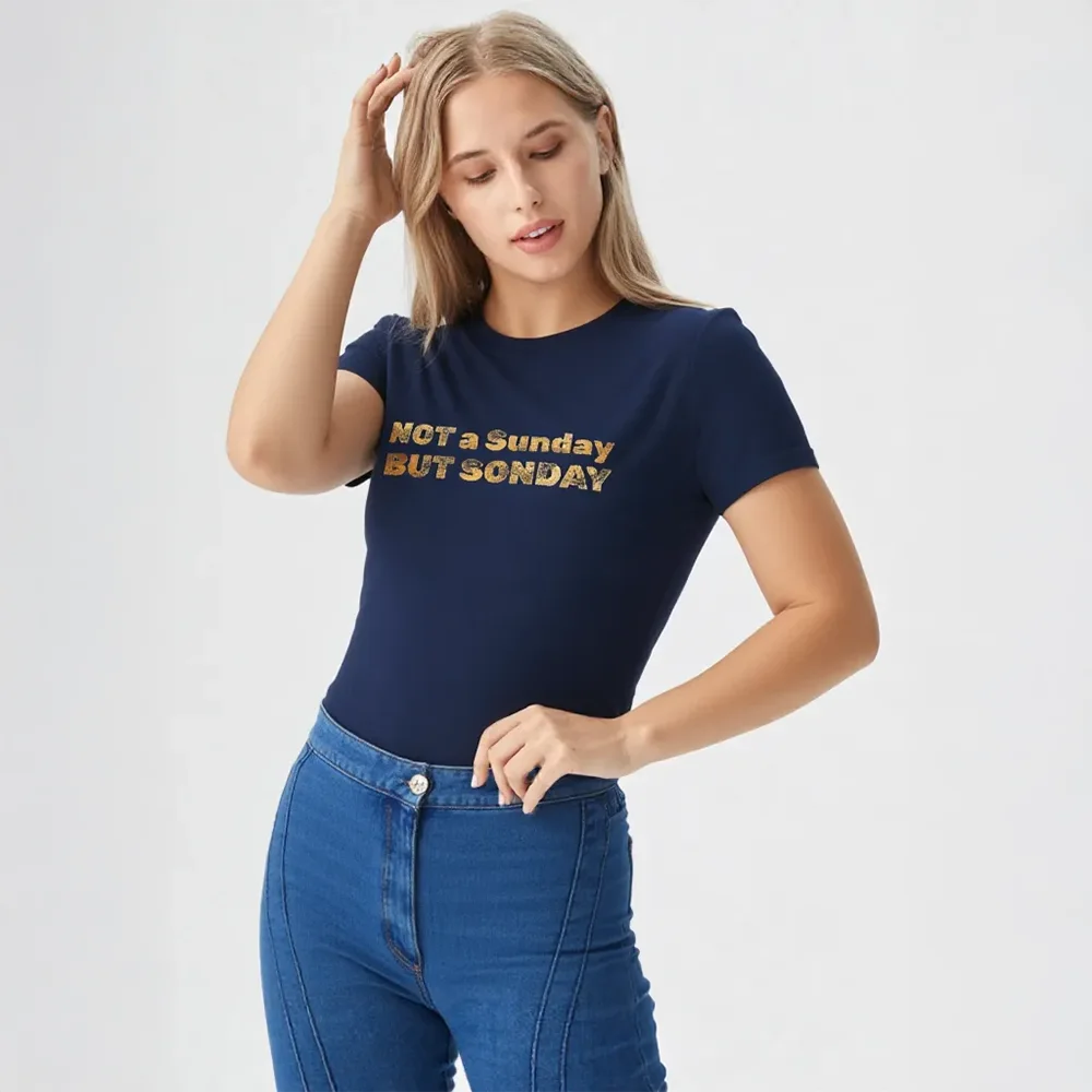 “Not a Sunday But SONday" Women Christian Tee – Gold Lettering