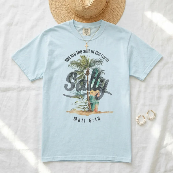 Stay Salty Palm T-Shirt For Her — Matthew 5:13 Christian Coastal Tee