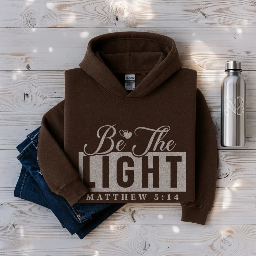 Be The Light Hoodie — Matthew 5:14 Christian Faith Pullover